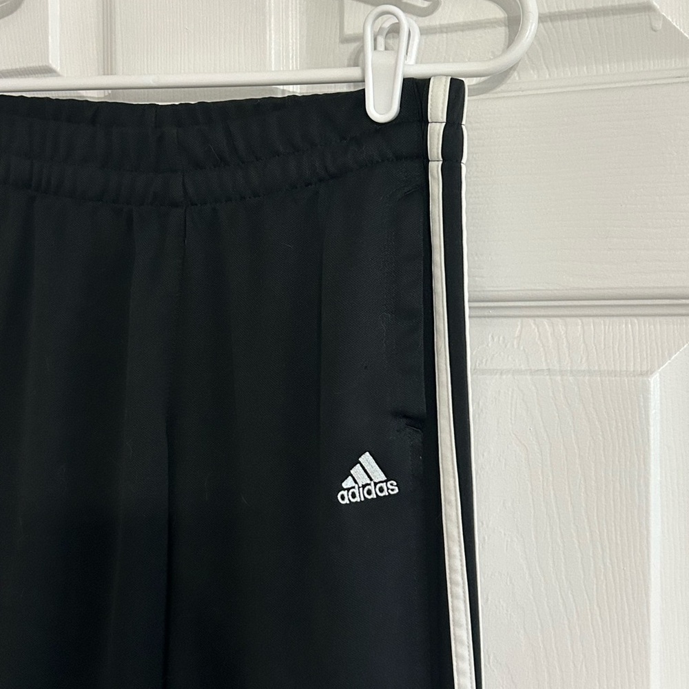 Adidas Kids Black Joggers with White Stripes
